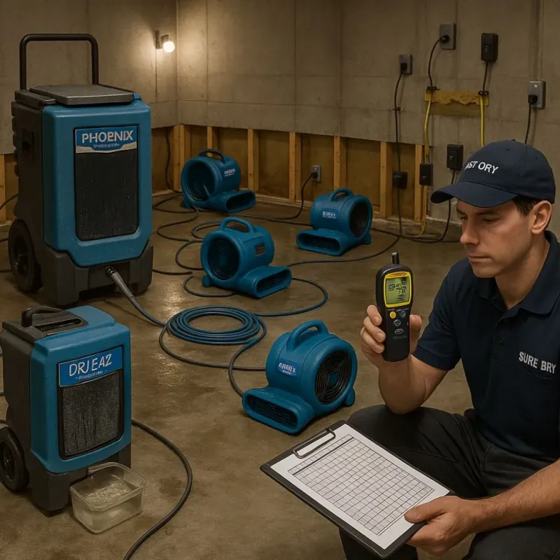 Structural Drying and Dehumidification process in Palmdale, CA